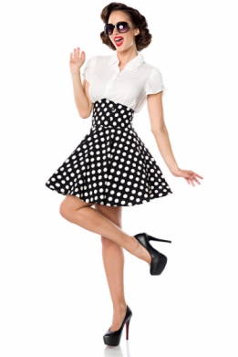 Retro korte swing rok zwart met stippen